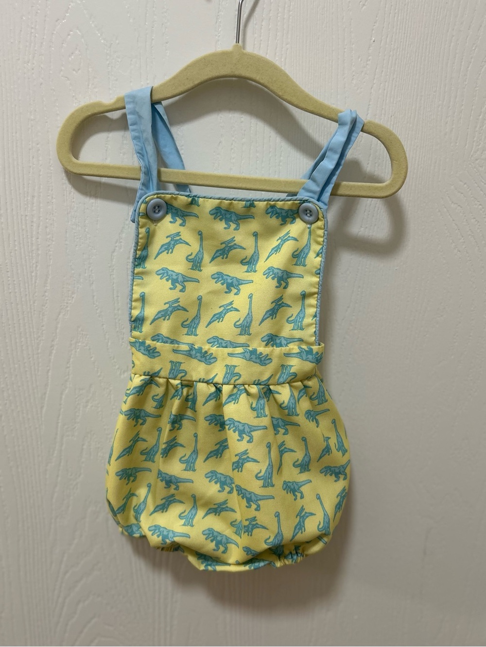 The Toddler Phase Dinosaur Apron Bubble Romper Overalls babyboy size 6-12 months